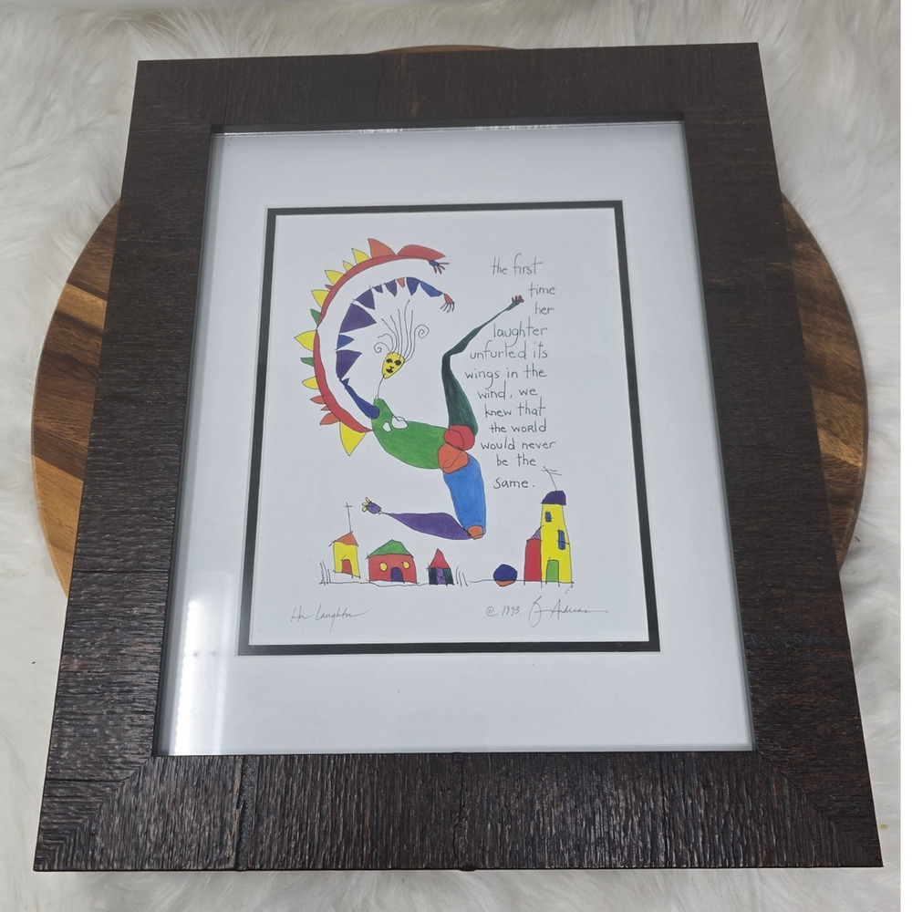 BRIAN ANDREAS STORY PEOPLE "HER LAUGHTER" WATERCOLOR SIGNED 1993 MATTED